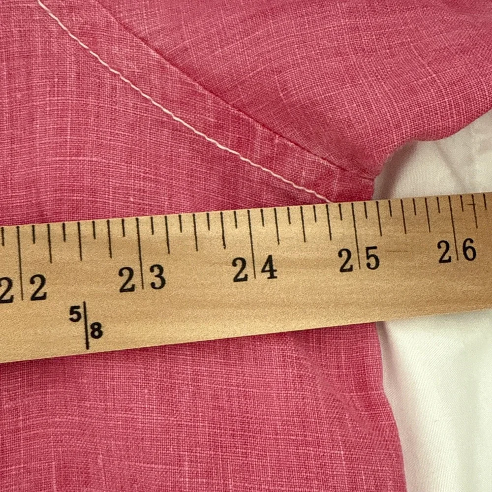 TOMMY BAHAMA Shirt Men's XL Pink Chambray 100% Linen Long Sleeve Breathable - Picture 9 of 11